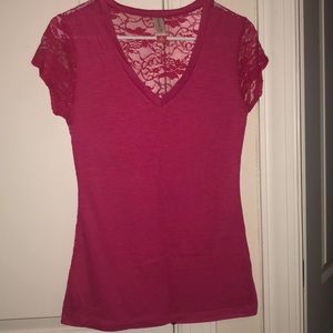 Pink T-Shirt with Lace Back